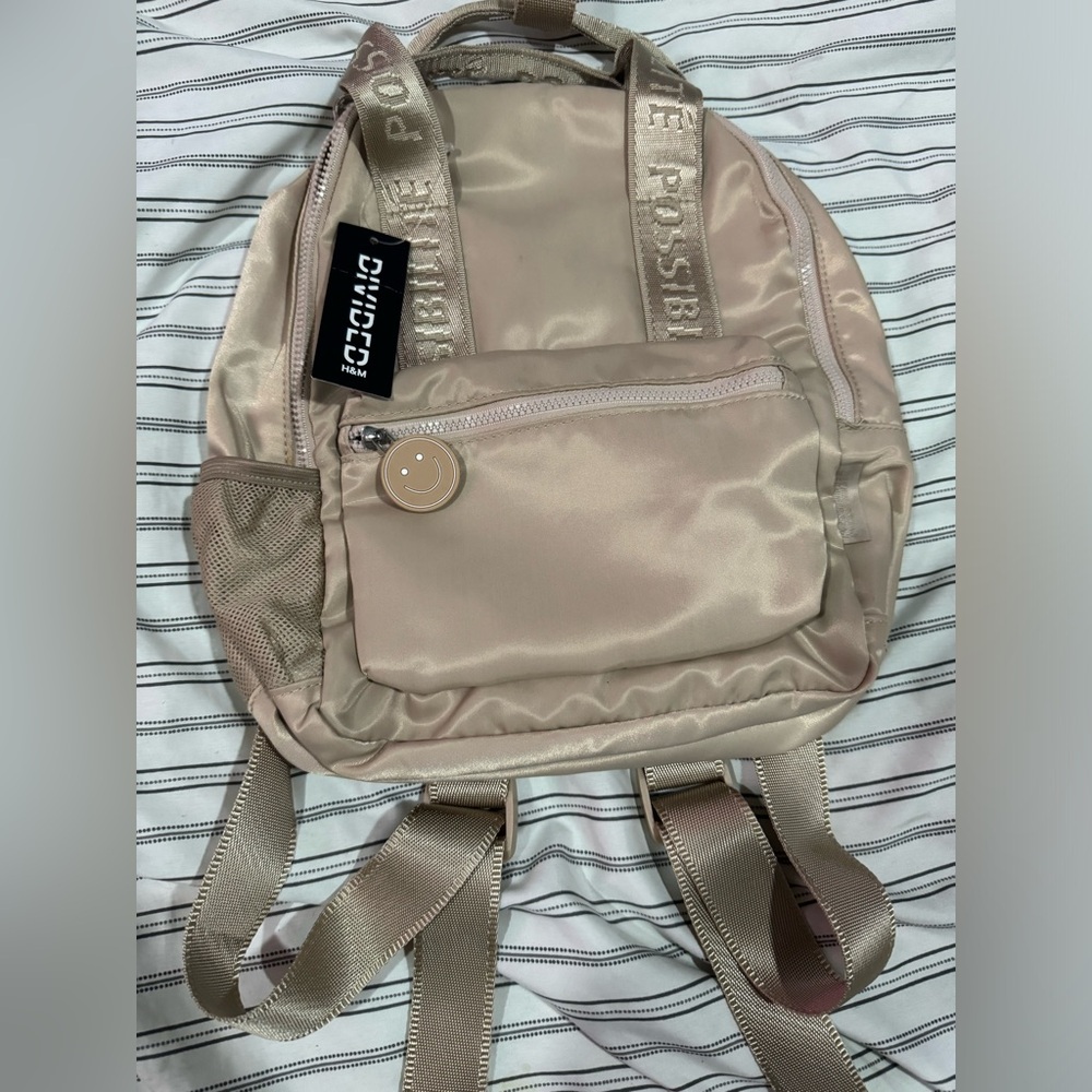 NWT H&M Divided Mini Backpack – Beige Satin Style